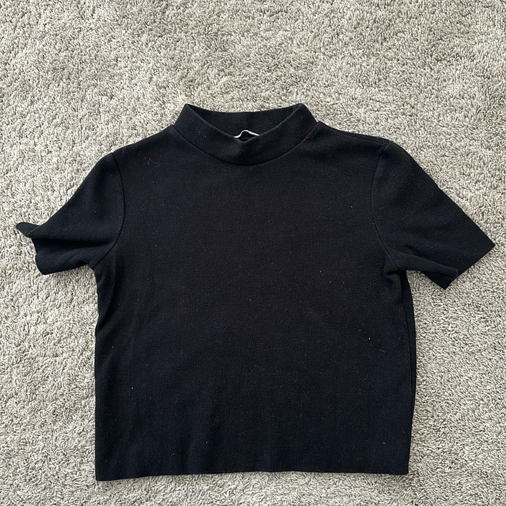 Zara Black Cropped Shirt Size Small